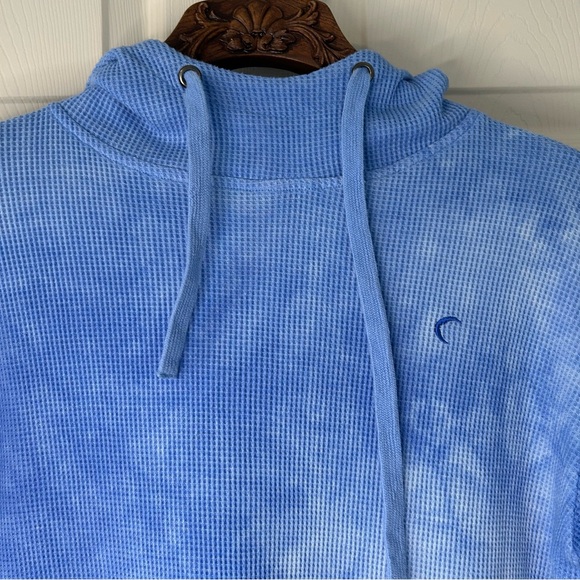 Zyia Size Small Sky Blue Waffle Knit Pullover Hoodie - Picture 2 of 7